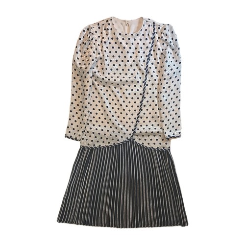 Vintage white navy polka - vintage,