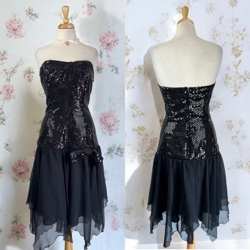 Black sequin strapless - black, gown